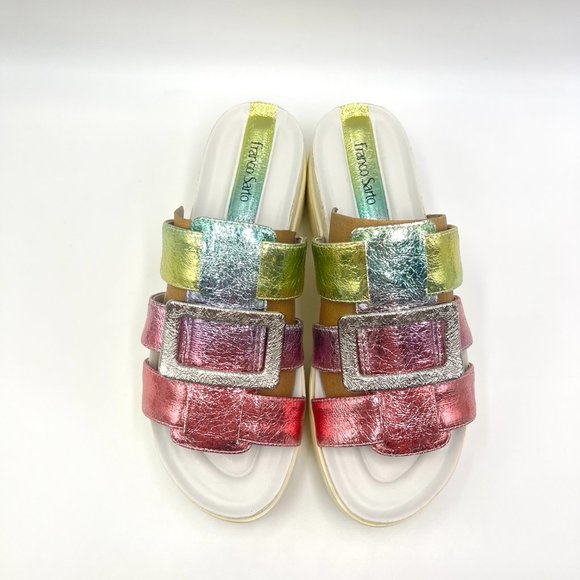 Franco Sarto Womens Patricia Pink‎ Silver Green Blue Platform Sandals 6.5 - Picture 3 of 13
